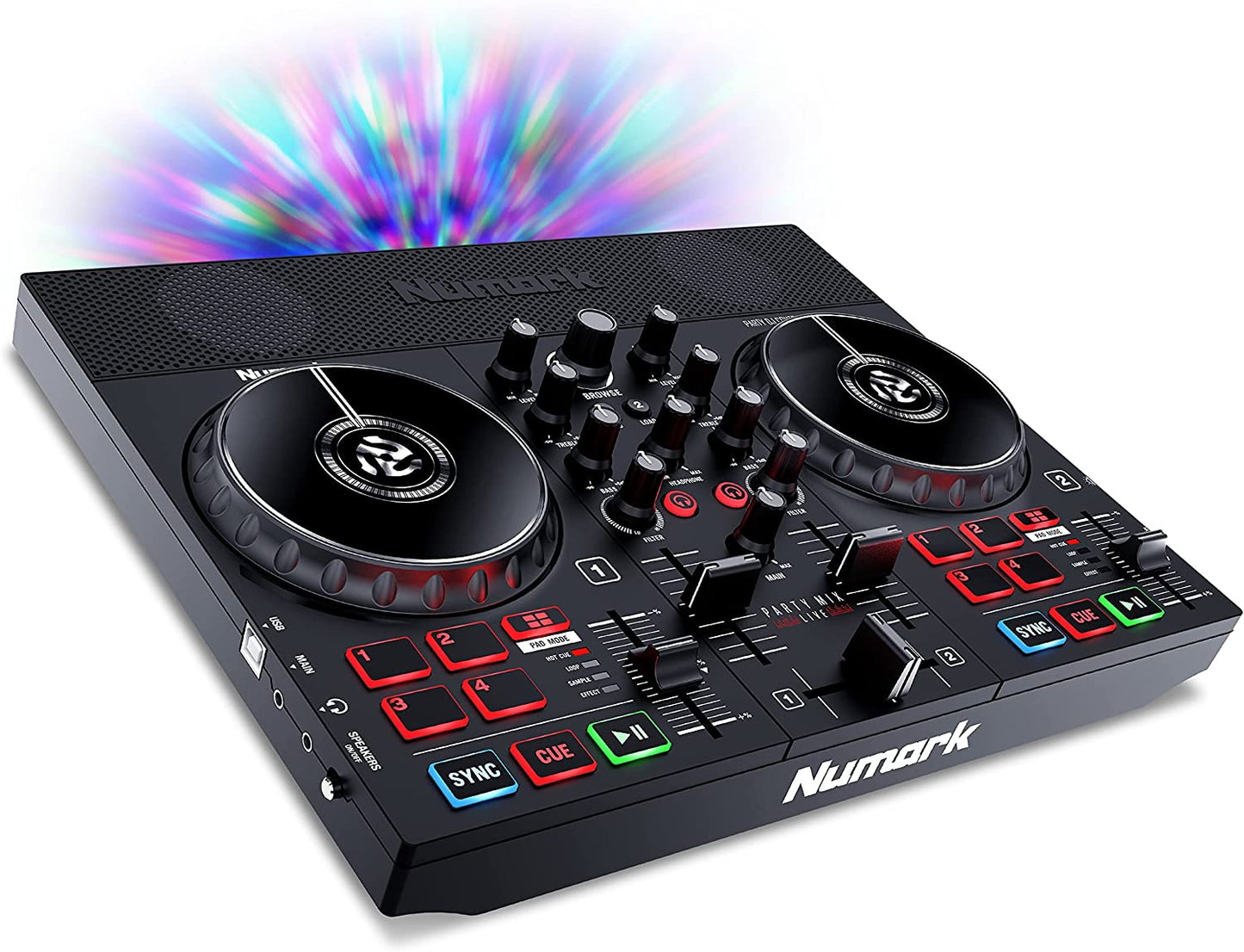 Numark Party Mix Live - DJ Controller / Adults & Kids DJ Set with DJ Lights, DJ Speakers & DJ Mixer for Serato DJ Lite and Algoriddim djay Pro AI