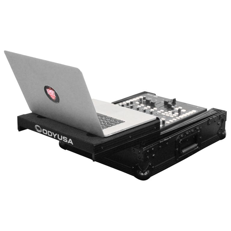 Odyssey 12″ DJ Mixer all black Case with Glide Laptop Platform