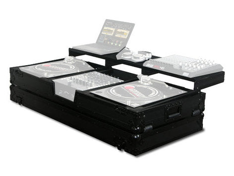 Odyssey FZGSPBM12WBL - Modified DJ Coffin to fit 1 DJM-A9 mixer and 2 Turntables battle style